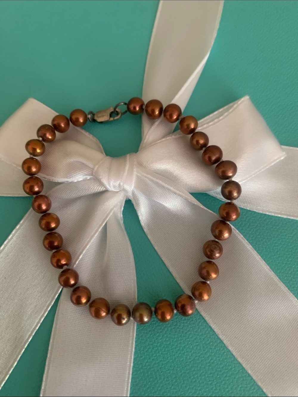 Vintage Real Copper Pearl Bead Bracelet